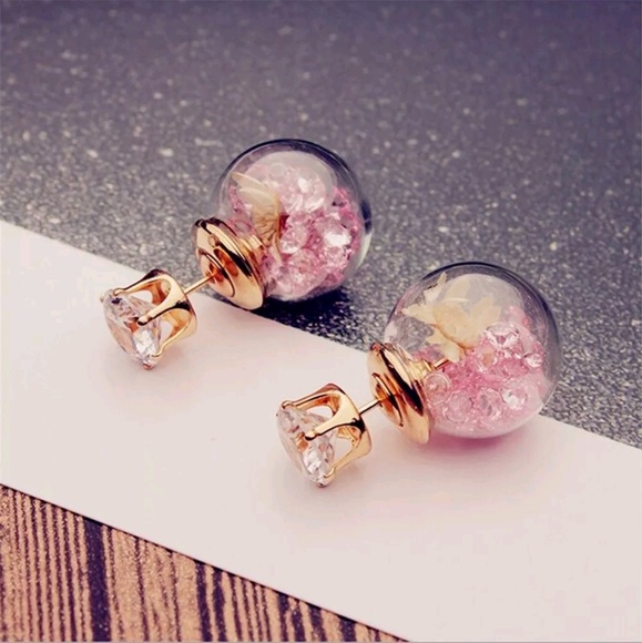 Jewelry - Pink Flower Double Sided Earrings